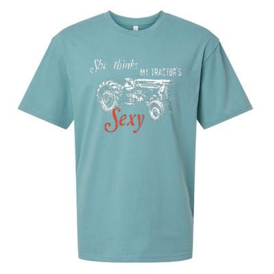 She Thinks My TractorS Sexy Funny Quote For Farmer Sueded Cloud Jersey T-Shirt