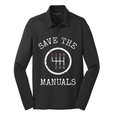 Save The Manuals Stick Shift Car Lover Silk Touch Performance Long Sleeve Polo