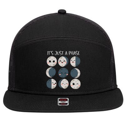 Science Teacher Moon Phases Scientist 7 Panel Mesh Trucker Snapback Hat