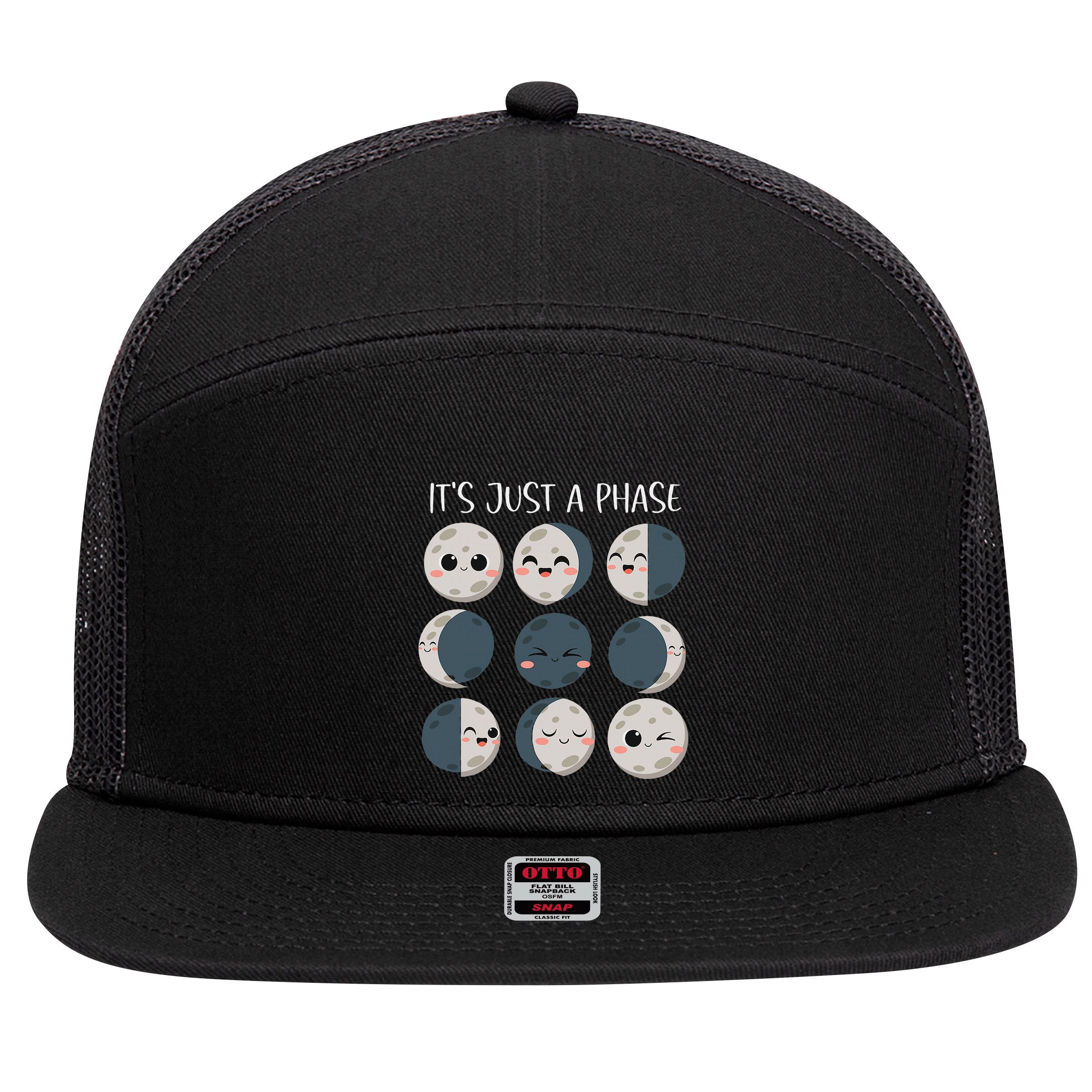 Science Teacher Moon Phases Scientist 7 Panel Mesh Trucker Snapback Hat