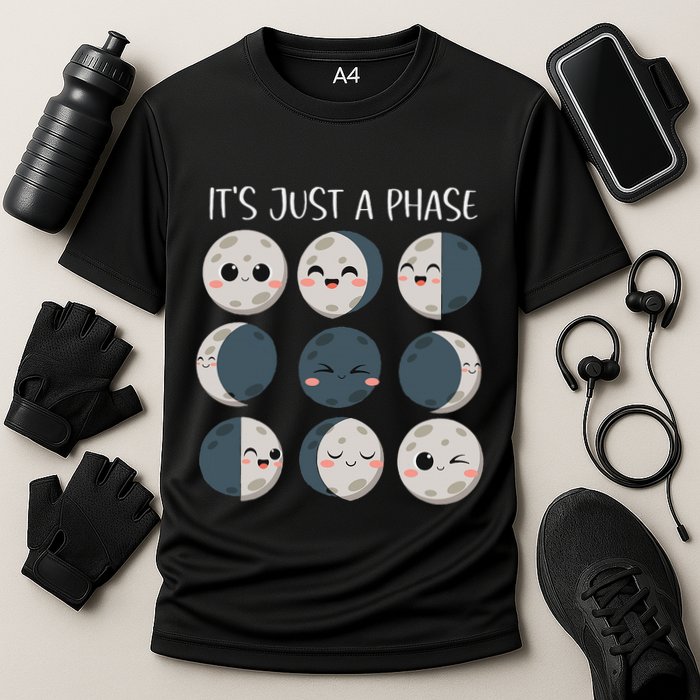 Science Teacher Moon Phases Scientist Cooling Performance Crew T-Shirt