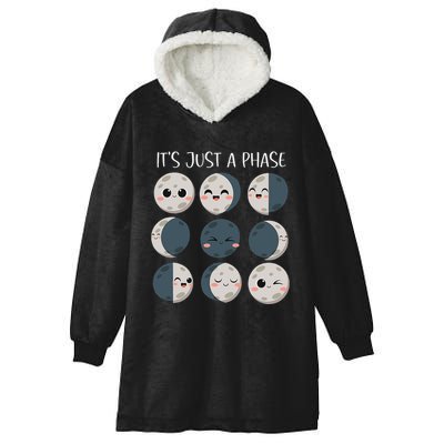 Science Teacher Moon Phases Scientist Hooded Wearable Blanket