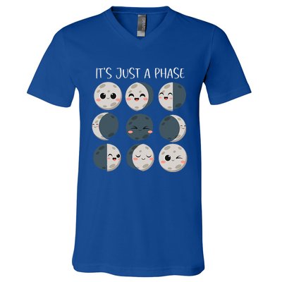 Science Teacher Moon Phases Scientist V-Neck T-Shirt