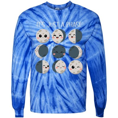 Science Teacher Moon Phases Scientist Tie-Dye Long Sleeve Shirt