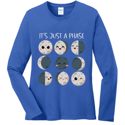 Science Teacher Moon Phases Scientist Ladies Long Sleeve Shirt