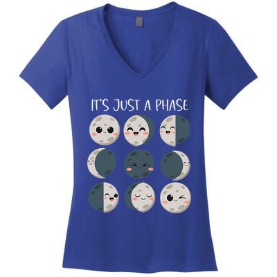 Science Teacher Moon Phases Scientist Women's V-Neck T-Shirt