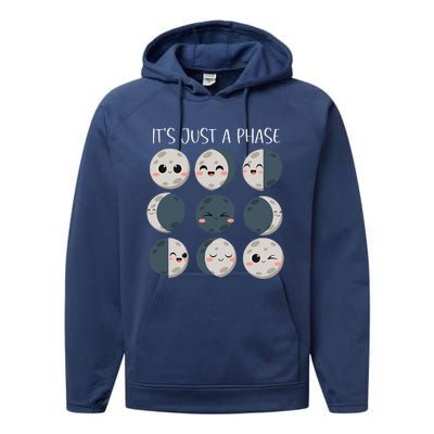 Science Teacher Moon Phases Scientist Performance Fleece Hoodie