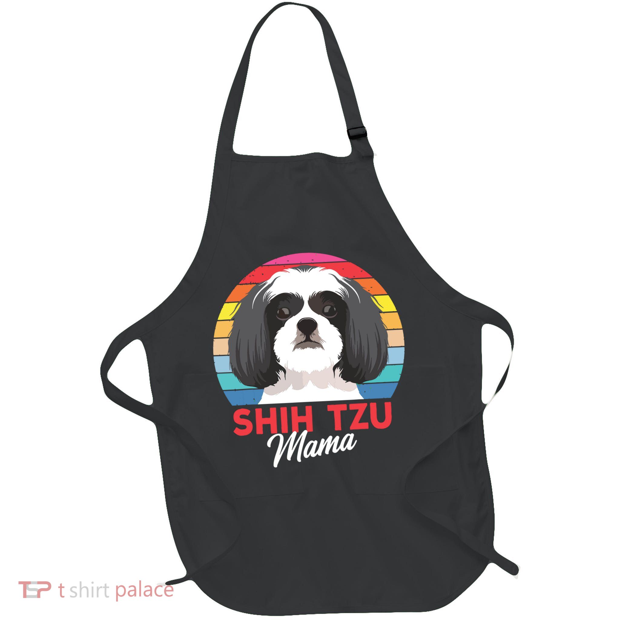 Shih Tzu Mama Cute Shih Tzu Dog Mom Funny Gift Full-Length Apron With Pockets