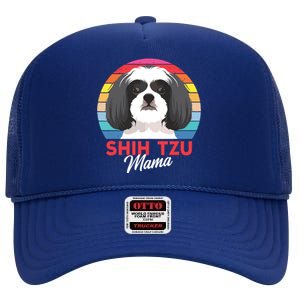 Shih Tzu Mama Cute Shih Tzu Dog Mom Funny Gift High Crown Mesh Back Trucker Hat