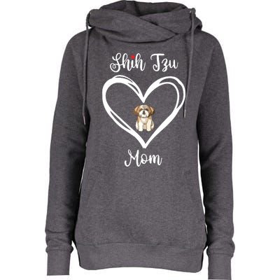 Shih Tzu Mama I Love My Shih Tzu Mom Womens Funnel Neck Pullover Hood