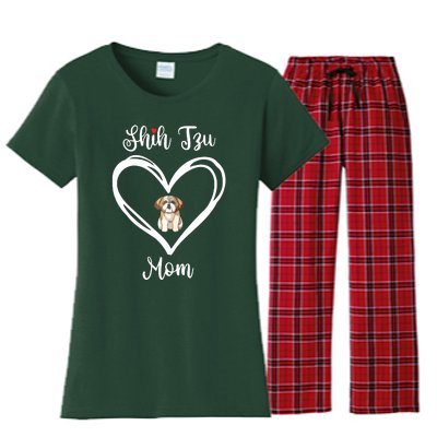 Shih Tzu Mama I Love My Shih Tzu Mom Women's Flannel Pajama Set