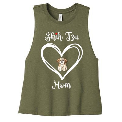 Shih Tzu Mama I Love My Shih Tzu Mom Women's Racerback Cropped Tank