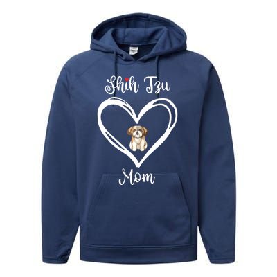 Shih Tzu Mama I Love My Shih Tzu Mom Performance Fleece Hoodie