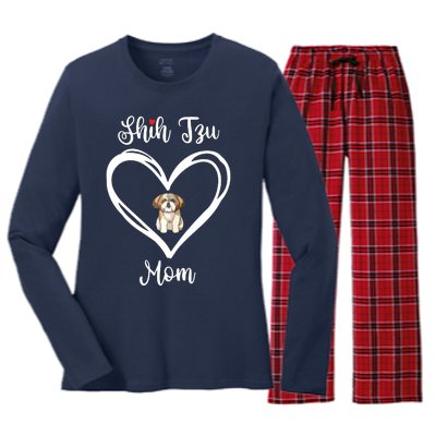 Shih Tzu Mama I Love My Shih Tzu Mom Women's Long Sleeve Flannel Pajama Set 