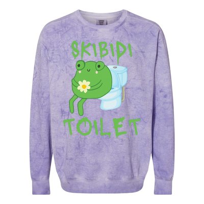 Skibid.I Toilet Meme Frog Meme Forg Funny Memes Brainrot Meme Colorblast Crewneck Sweatshirt