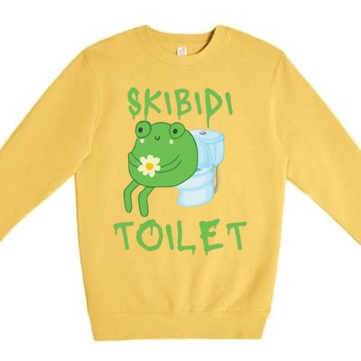 Skibid.I Toilet Meme Frog Meme Forg Funny Memes Brainrot Meme Premium Crewneck Sweatshirt