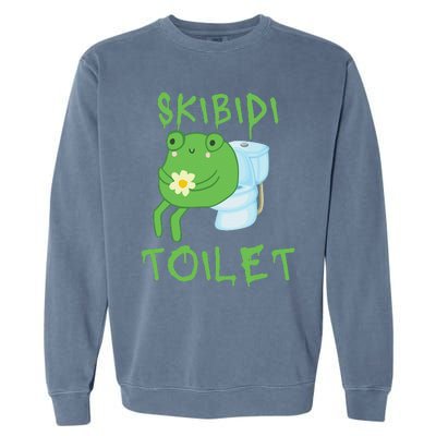 Skibid.I Toilet Meme Frog Meme Forg Funny Memes Brainrot Meme Garment-Dyed Sweatshirt