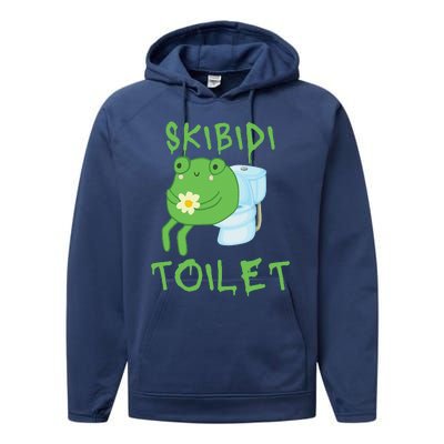 Skibid.I Toilet Meme Frog Meme Forg Funny Memes Brainrot Meme Performance Fleece Hoodie