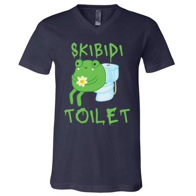 Skibid.I Toilet Meme Frog Meme Forg Funny Memes Brainrot Meme V-Neck T-Shirt