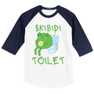 Skibid.I Toilet Meme Frog Meme Forg Funny Memes Brainrot Meme Baseball Sleeve Shirt