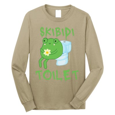 Skibid.I Toilet Meme Frog Meme Forg Funny Memes Brainrot Meme Long Sleeve Shirt