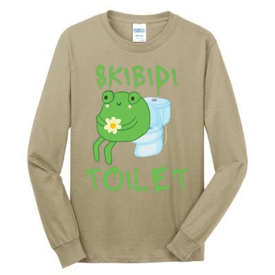 Skibid.I Toilet Meme Frog Meme Forg Funny Memes Brainrot Meme Tall Long Sleeve T-Shirt