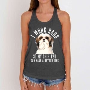 Shih Tzu Mom Dog Dad Funny Shih Tzu Women's Knotted Racerback Tank