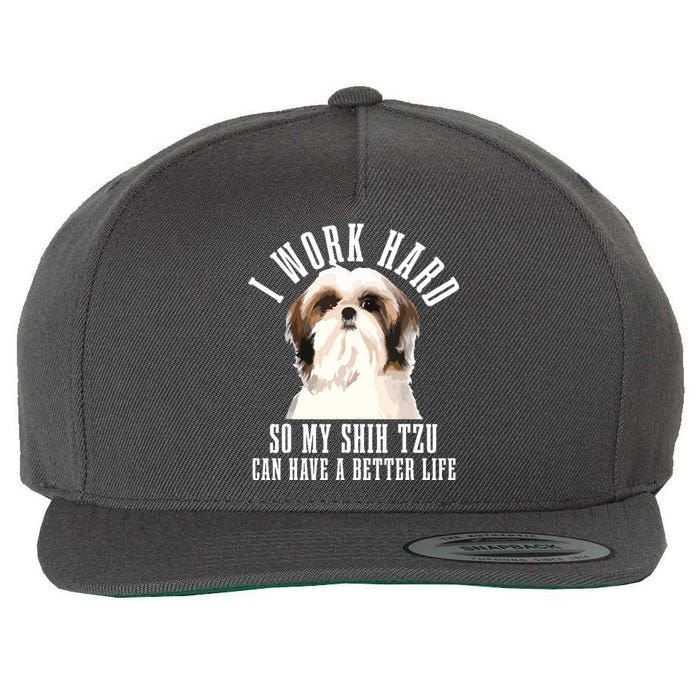 Shih Tzu Mom Dog Dad Funny Shih Tzu Wool Snapback Cap