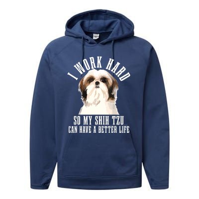 Shih Tzu Mom Dog Dad Funny Shih Tzu Performance Fleece Hoodie