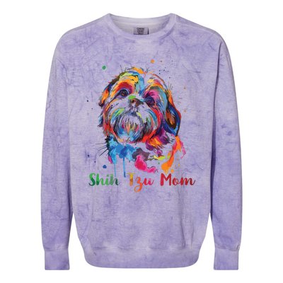 Shih Tzu Mom Shih Tzu Dog Lovers Mothers Day Gifts Colorblast Crewneck Sweatshirt