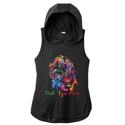 Shih Tzu Mom Shih Tzu Dog Lovers Mothers Day Gifts Ladies PosiCharge Tri-Blend Wicking Draft Hoodie Tank