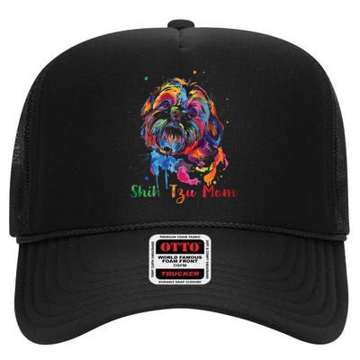 Shih Tzu Mom Shih Tzu Dog Lovers Mothers Day Gifts High Crown Mesh Back Trucker Hat