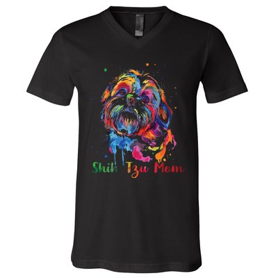 Shih Tzu Mom Shih Tzu Dog Lovers Mothers Day Gifts V-Neck T-Shirt