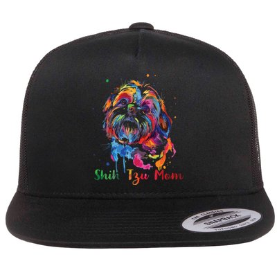 Shih Tzu Mom Shih Tzu Dog Lovers Mothers Day Gifts Flat Bill Trucker Hat