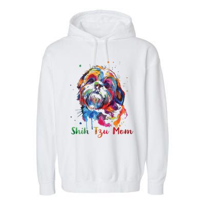 Shih Tzu Mom Shih Tzu Dog Lovers Mothers Day Gifts Garment-Dyed Fleece Hoodie