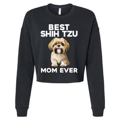 =Shih Tzu Mom Design For Women Dog Lover Shih Tzu Cropped Pullover Crew