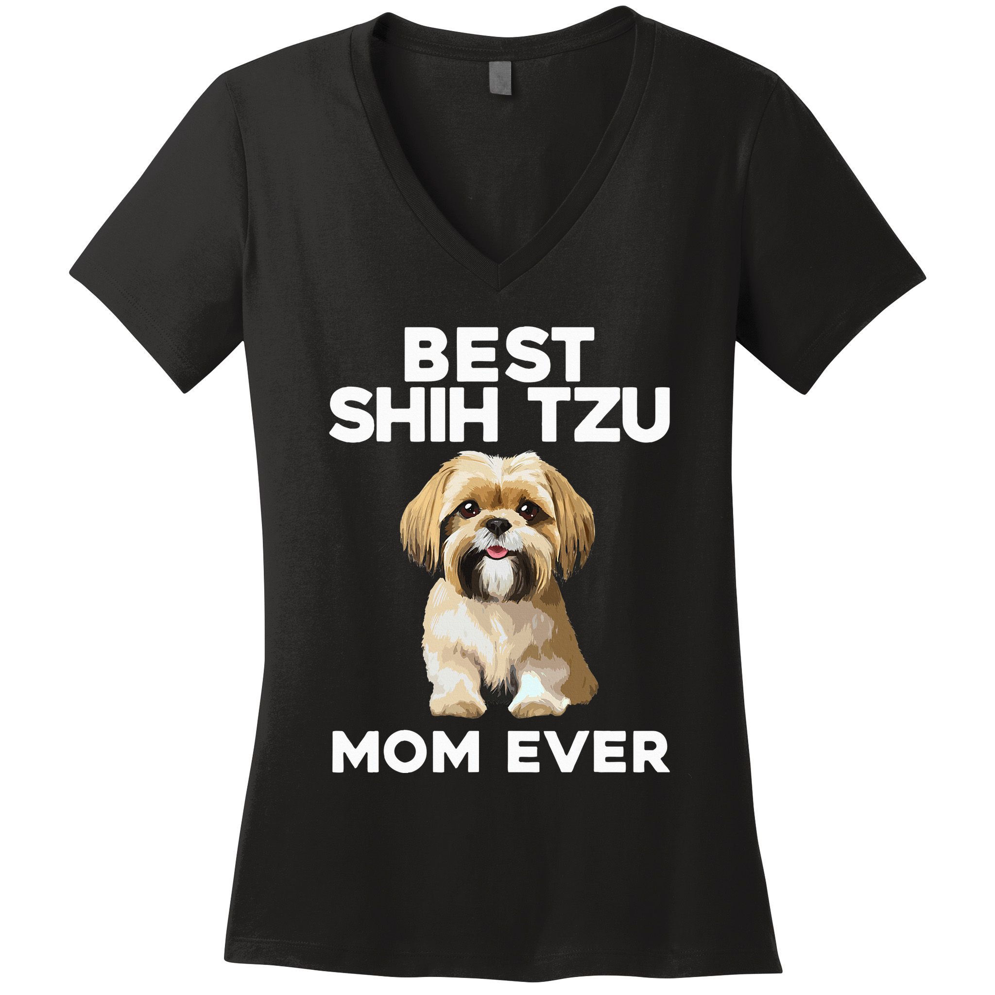 =Shih Tzu Mom Design For Women Dog Lover Shih Tzu Women's V-Neck T-Shirt