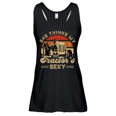 She think my tractor's sexy Farming Farmer Farm Farmer Ladies Essential Flowy Tank