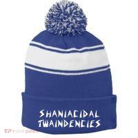 Shaniacidal Twaindencies Man I Feel Like A Pepsi Stripe Pom Pom Beanie