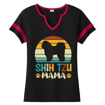 Shih Tzu Mama Ladies Halftime Notch Neck Tee