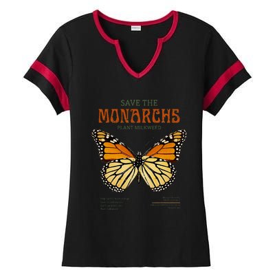 Save The Monarchs Plant More Milkweed Butterfly Danainae Ladies Halftime Notch Neck Tee