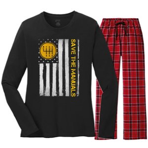 Save The Manuals 6 Speed Manual Transmission Three Pedals Women's Long Sleeve Flannel Pajama Set 