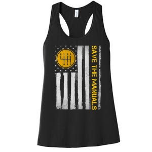 Save The Manuals 6 Speed Manual Transmission Three Pedals Women's Racerback Tank