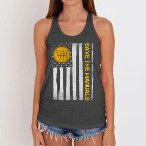 Save The Manuals 6 Speed Manual Transmission Three Pedals Women's Knotted Racerback Tank