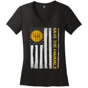 Save The Manuals 6 Speed Manual Transmission Three Pedals Women's V-Neck T-Shirt