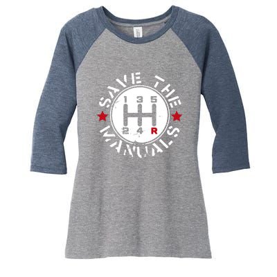 Save The Manuals Women's Tri-Blend 3/4-Sleeve Raglan Shirt