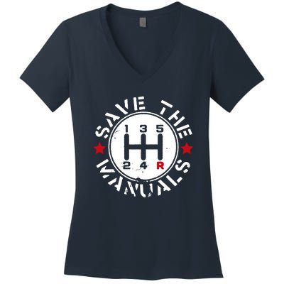 Save The Manuals Women's V-Neck T-Shirt