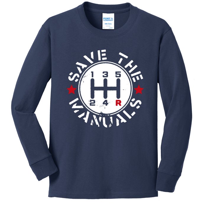 Save The Manuals Kids Long Sleeve Shirt