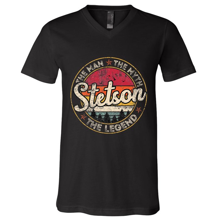 Stetson The Man The Myth The Legend Personalized Name V-Neck T-Shirt