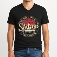 Stetson The Man The Myth The Legend Personalized Name V-Neck T-Shirt